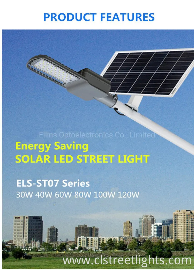 Factory Price Garden Lights All in Two Solar LED Street Light 30W 50W 100W 120W for Public Lighting